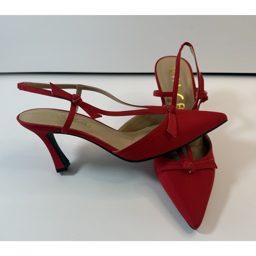 Unisa Women's Red Heel Sling Back Satin 7.5 - Picture 3 of 7